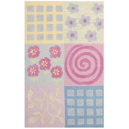 SAFAVIEH 3 x 5 ft. Small Rectangle Novelty Kids Pink and Multicolor Hand Tufted Rug SFK356A-3